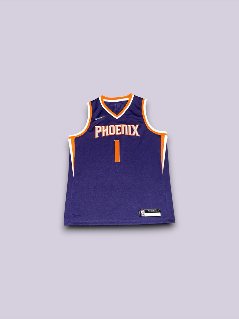 Youth Nike Dri-Fit NBA Phoenix Suns Devin Booker #1 Swingman Jersey Purple XL